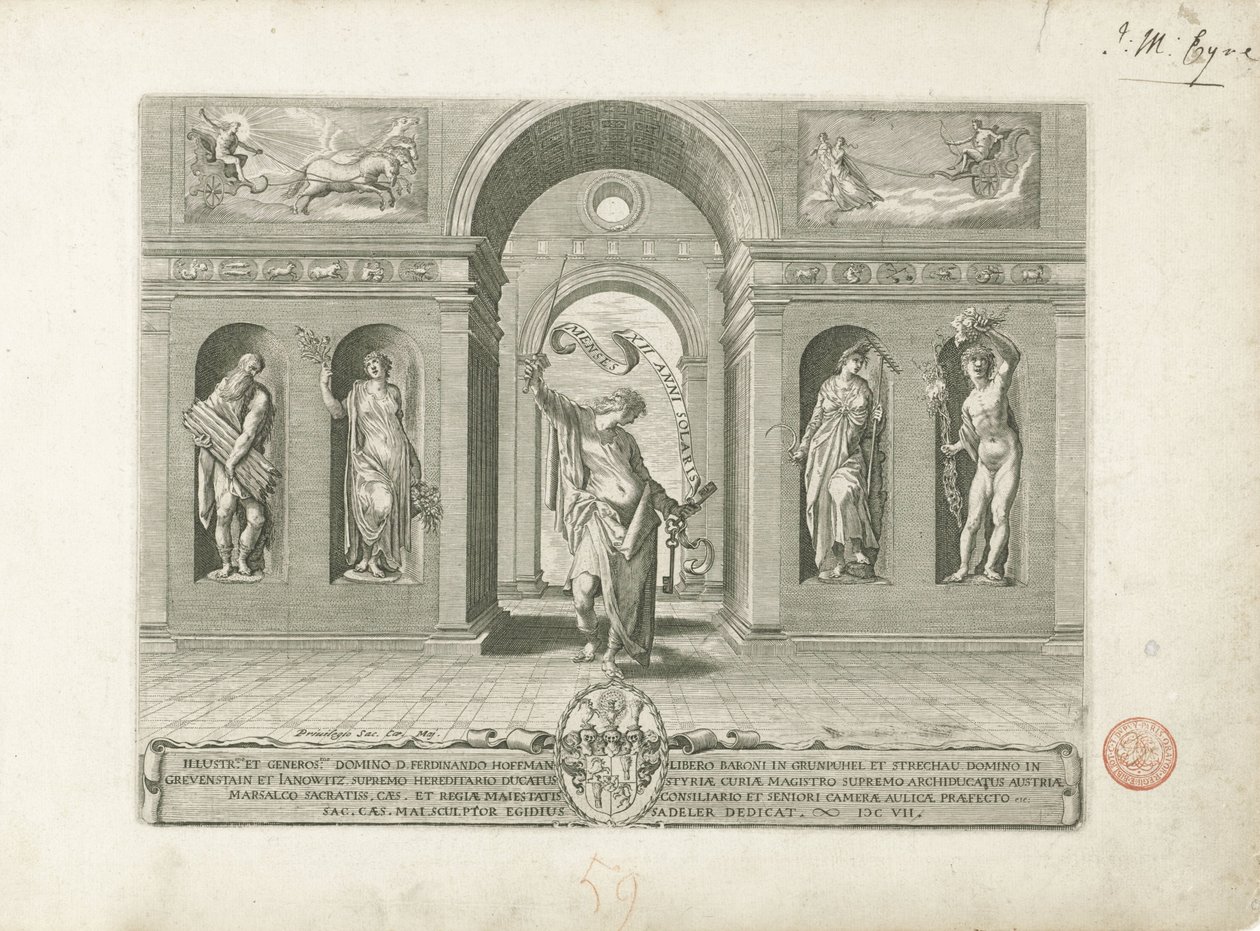 Janus e as quatro estações Imagem do título de uma série sobre os doze meses Os Doze Meses (título da série) de Egidius  Sadeler (II)