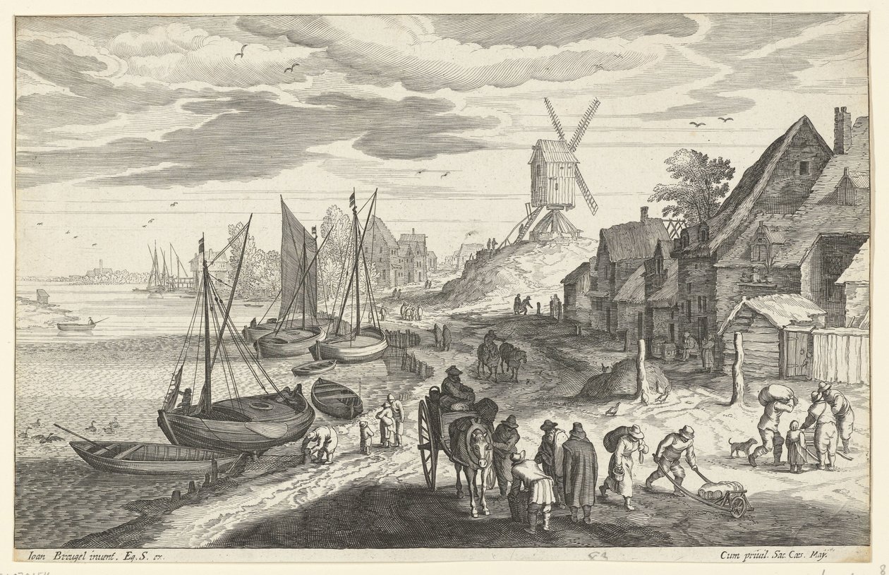 Paisagem costeira com moinho de vento de Egidius  Sadeler (II)
