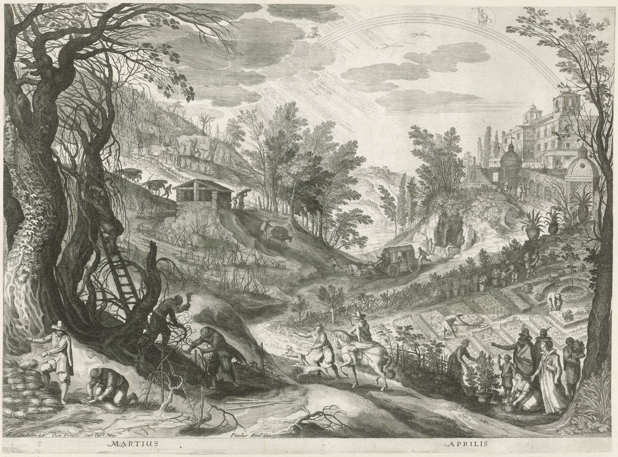 Março e Abril
Os doze meses em seis paisagens italianas (título da série) de Egidius  Sadeler (II)