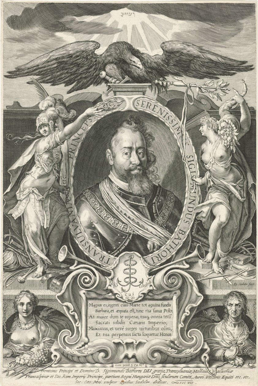 Retrato de Sigismund Báthory, Príncipe da Transilvânia de Egidius  Sadeler (II)