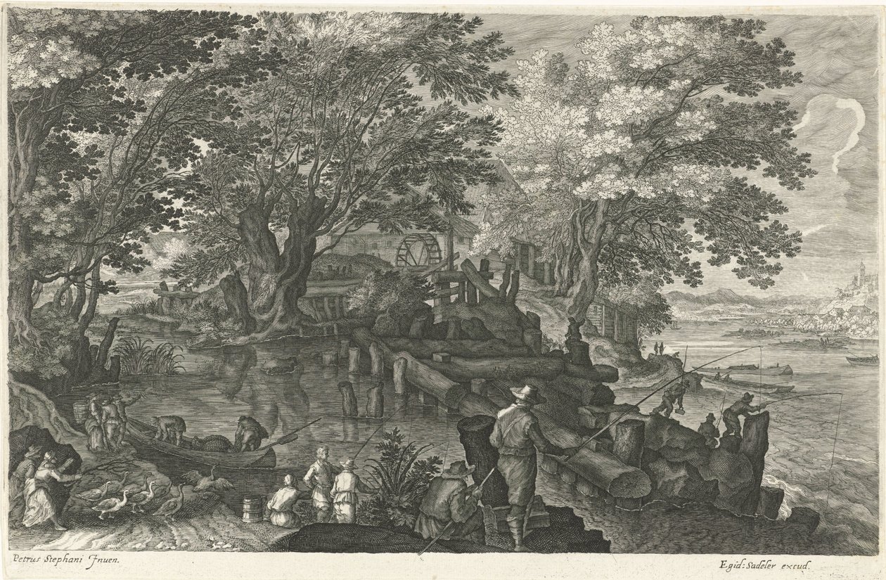 Moinho de água numa ilha
Oito paisagens na Boémia (título da série) de Egidius  Sadeler (II)