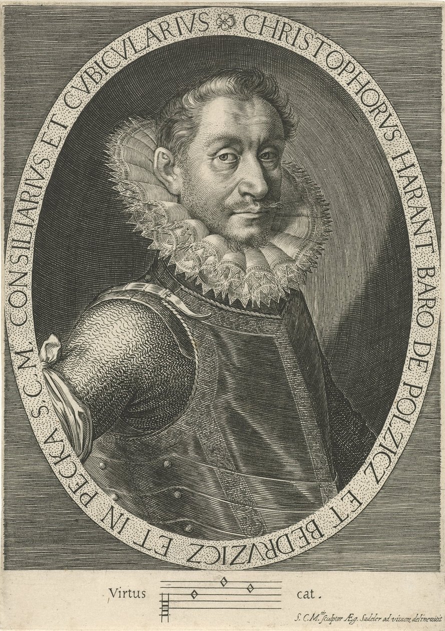 Retrato do compositor Krystof Harant 1564-1621, ca. 1600 de Aegidius Sadeler or Saedeler
