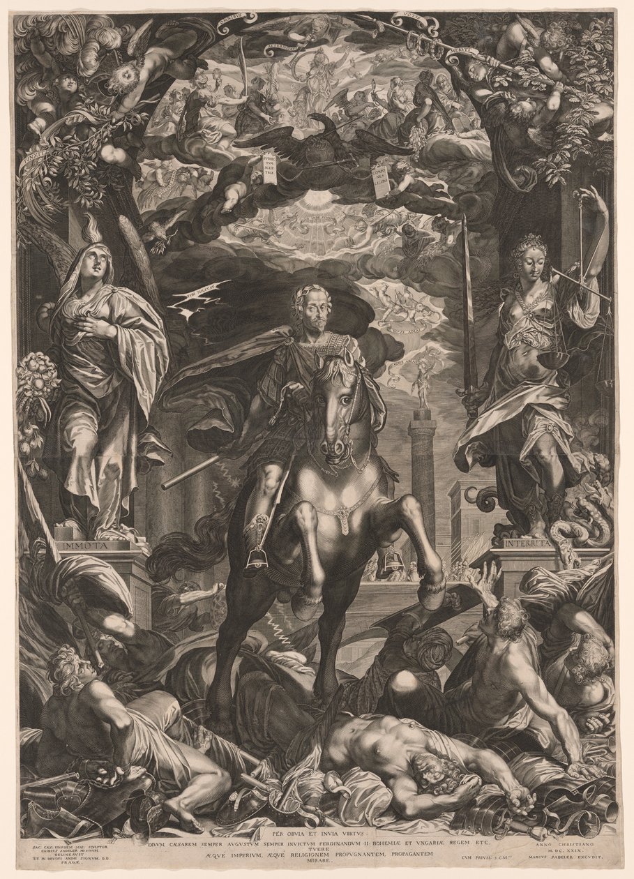 O imperador Fernando II a cavalo de Aegidius Sadeler II