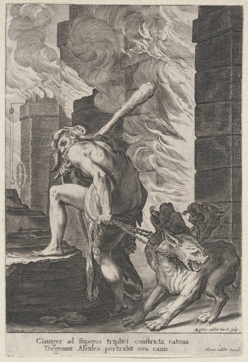 Hércules e Cérbero, 1586-1629. de Aegidius Sadeler II