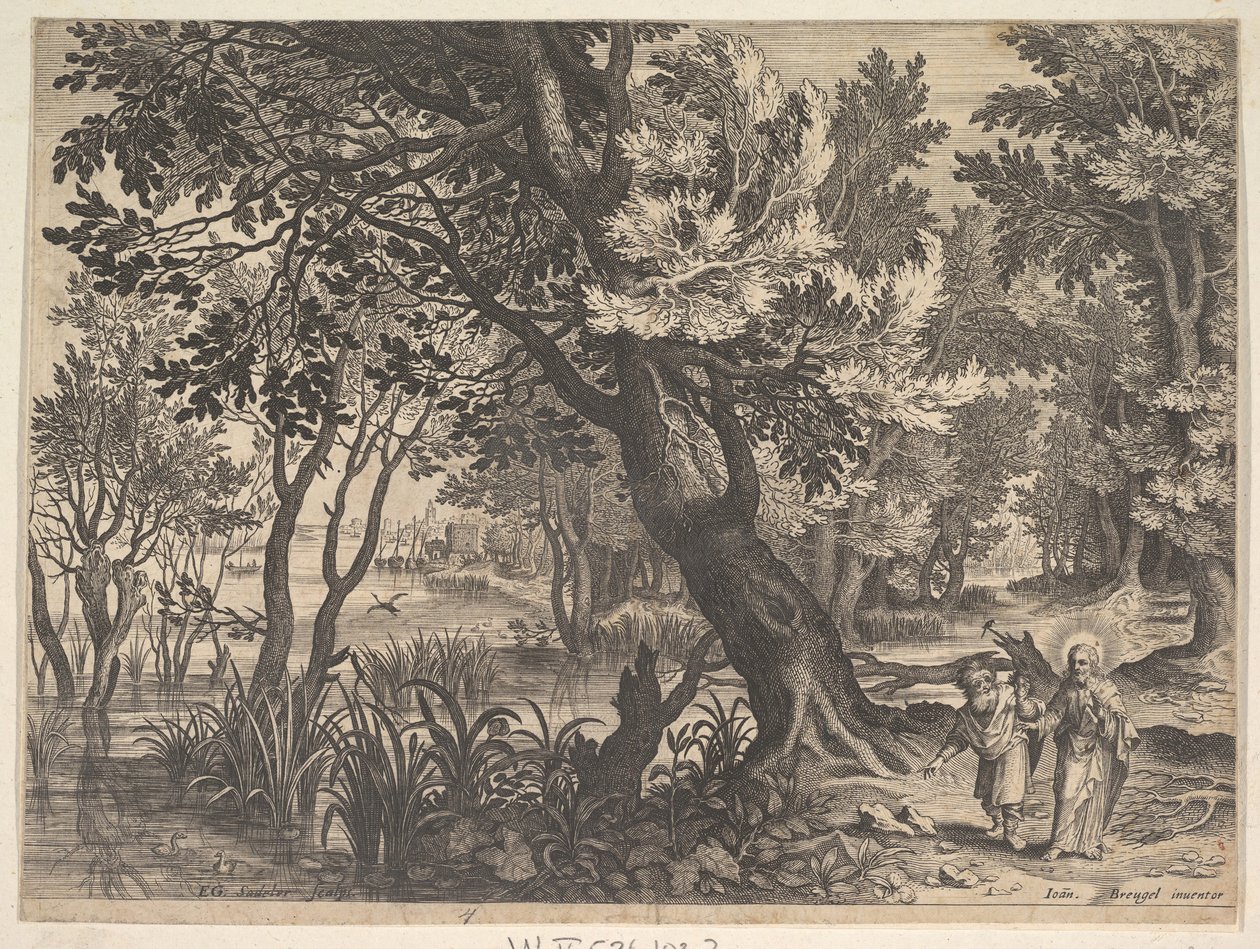 Paisagem com Cristo tentado pelo diabo. de Aegidius Sadeler II