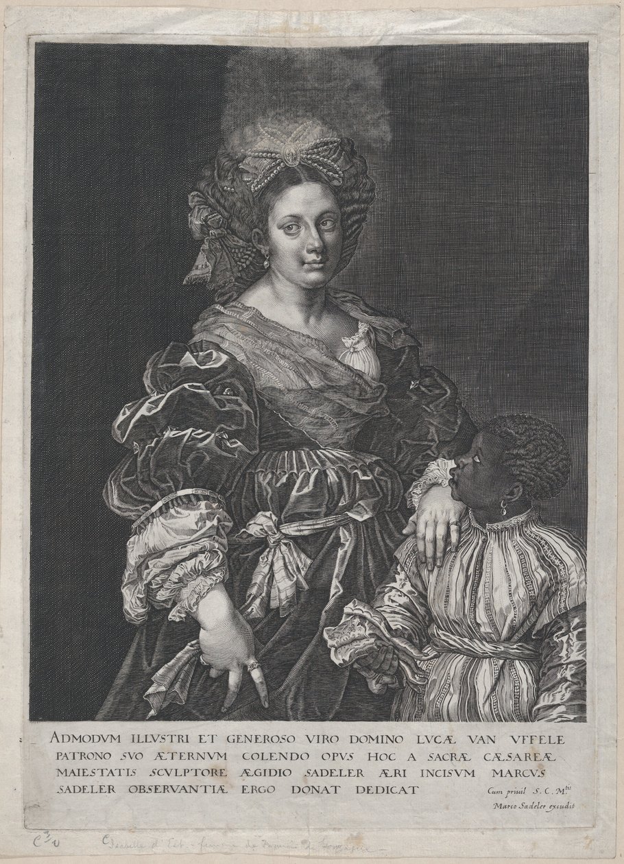 Laura Dianti com uma página preta, 1600-1627. de Aegidius Sadeler II