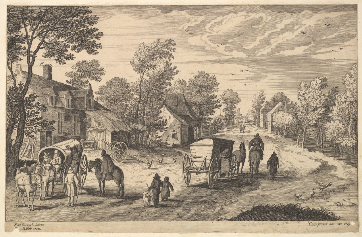 Caminho através de uma vila. de Aegidius Sadeler II