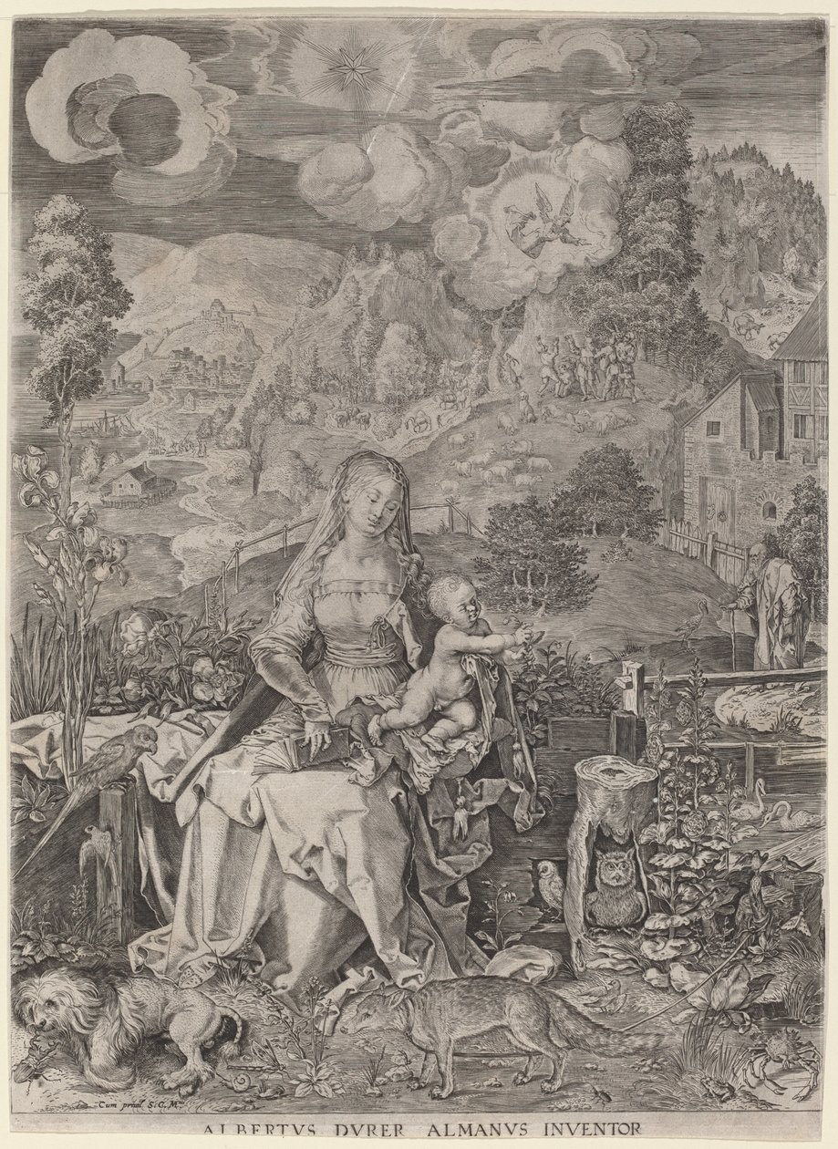 Virgem e Menino em uma paisagem de Aegidius Sadeler II after Albrecht Dürer