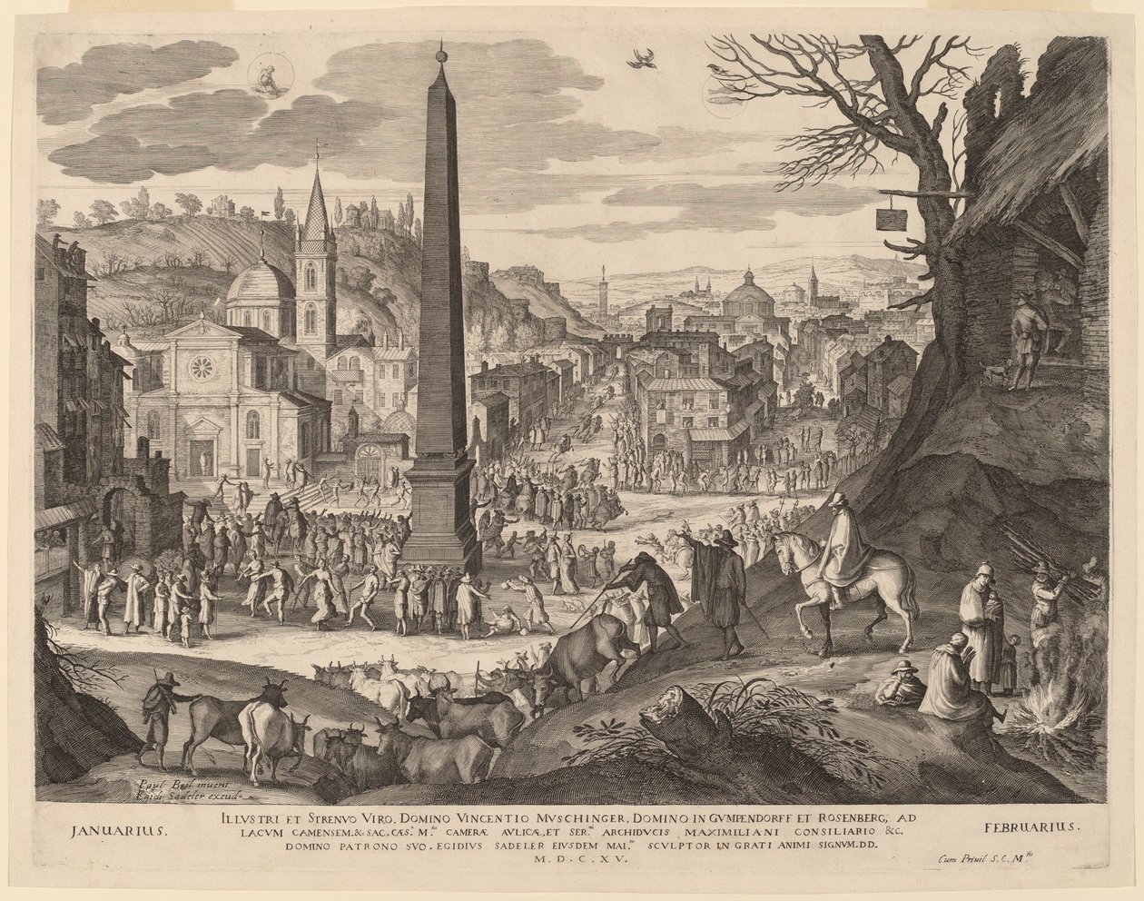 janeiro e fevereiro de Aegidius Sadeler II after Paul Bril