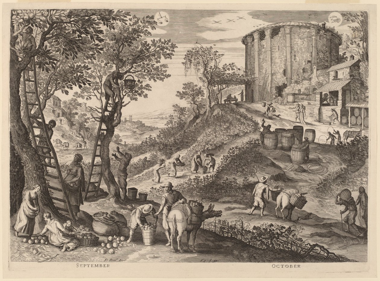 setembro e outubro de Aegidius Sadeler II after Paul Bril