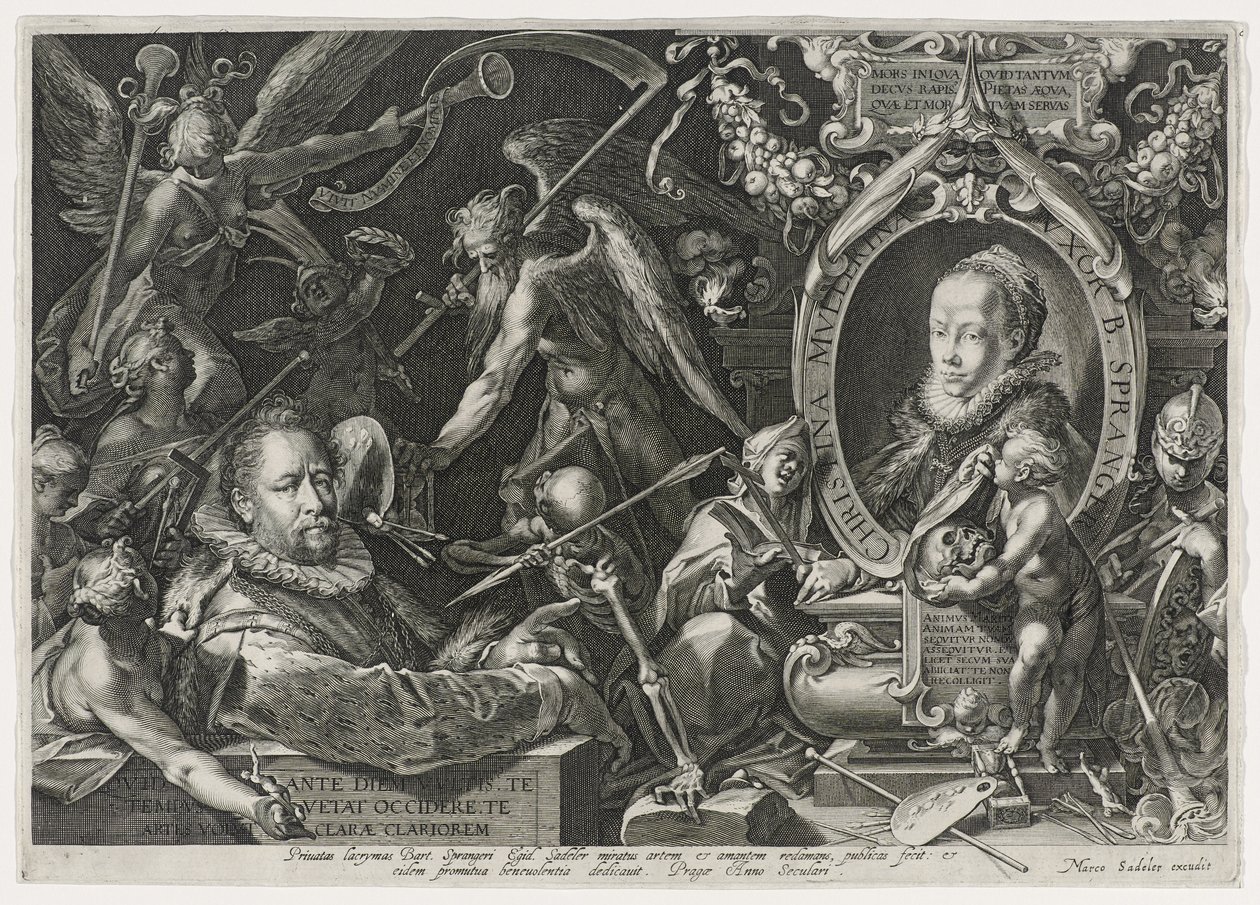 Bartholomaeus Spranger e sua esposa, Christina Muller, 1600 (gravura em papel) de Aegidius Sadeler or Saedeler