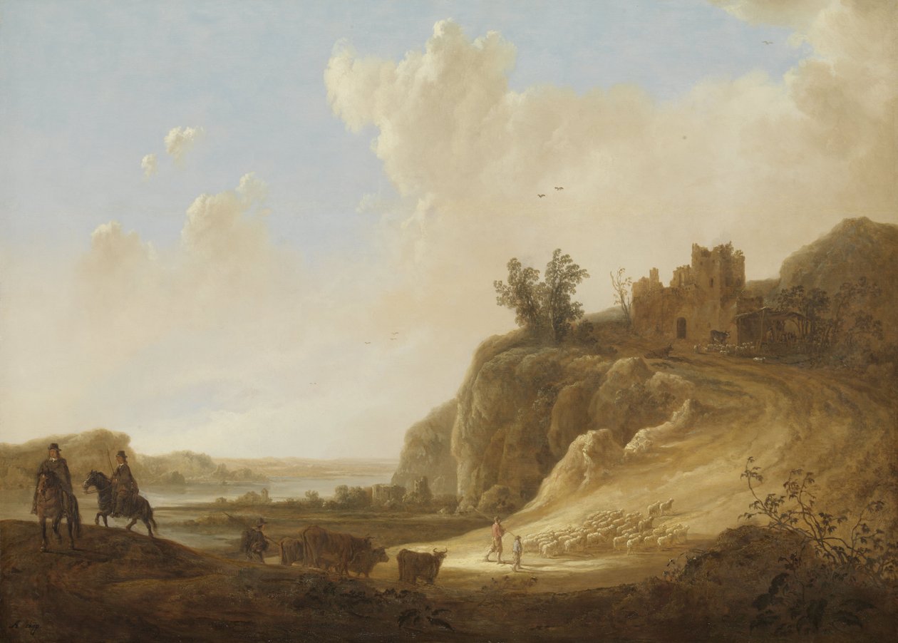 Paisagem montanhosa com ruína do castelo de Aelbert Cuyp
