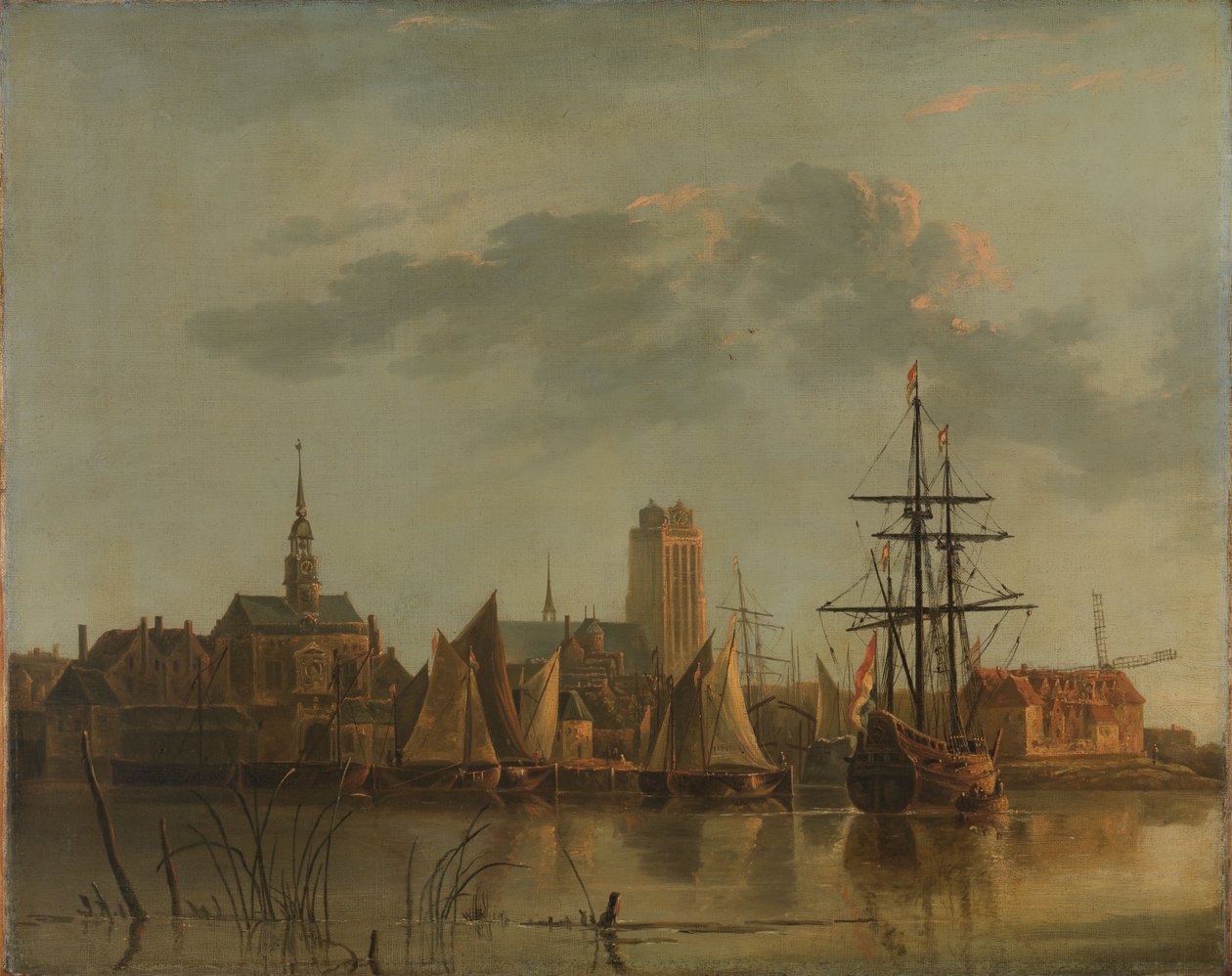 Vista de Dordrecht ao pôr do sol de Aelbert (after) Cuyp