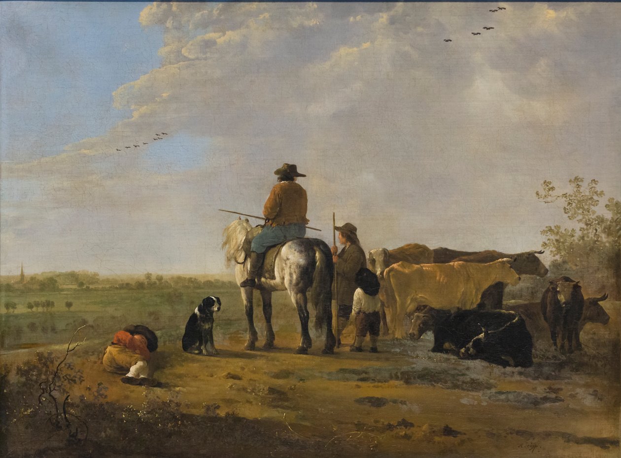Uma paisagem com cavaleiro, c.1655-60 (óleo sobre tela) de Aelbert Cuyp