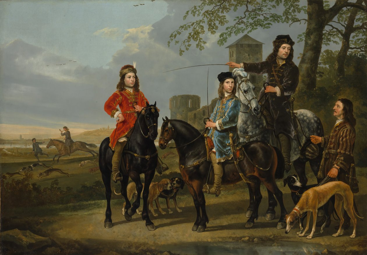 Retrato equestre de Cornelis 1639-1680 e Michiel Pompe van Meerdervoort..., cerca de 1652-53. de Aelbert Cuyp