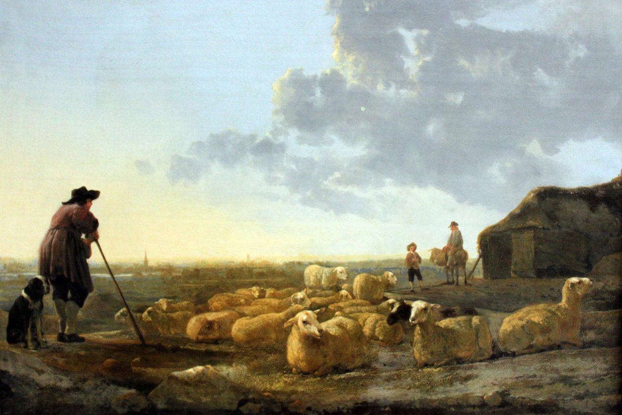 Alemão: Schafherde auf der Weide Rebanho de ovelhas no pasto de Aelbert Cuyp
