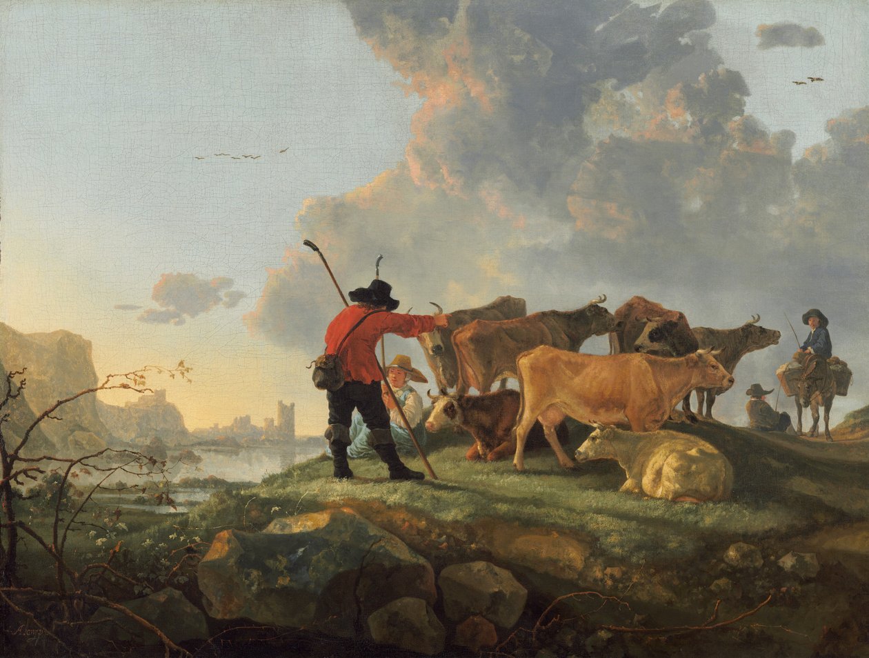 Pastores cuidando do gado de Aelbert Cuyp