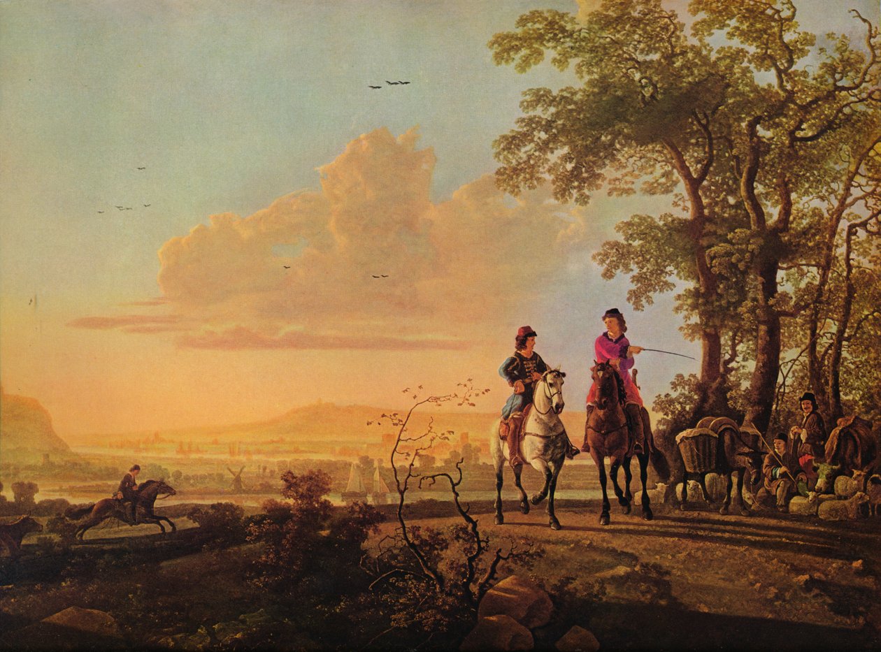 Cavaleiros e pastores com gado, 1655-1660 de Aelbert Cuyp