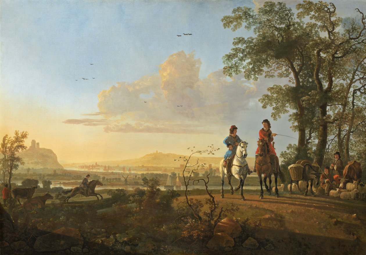 Cavaleiros e pastores com gado, 16551660. de Aelbert Cuyp