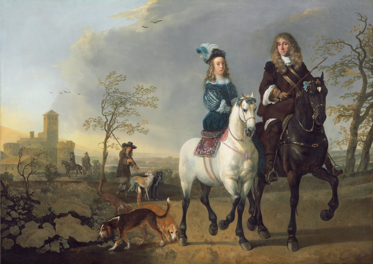 Senhora e cavalheiro a cavalo de Aelbert Cuyp