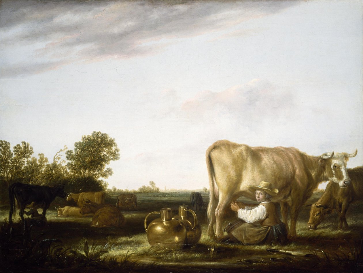 Ordenhar vacas de Aelbert Cuyp