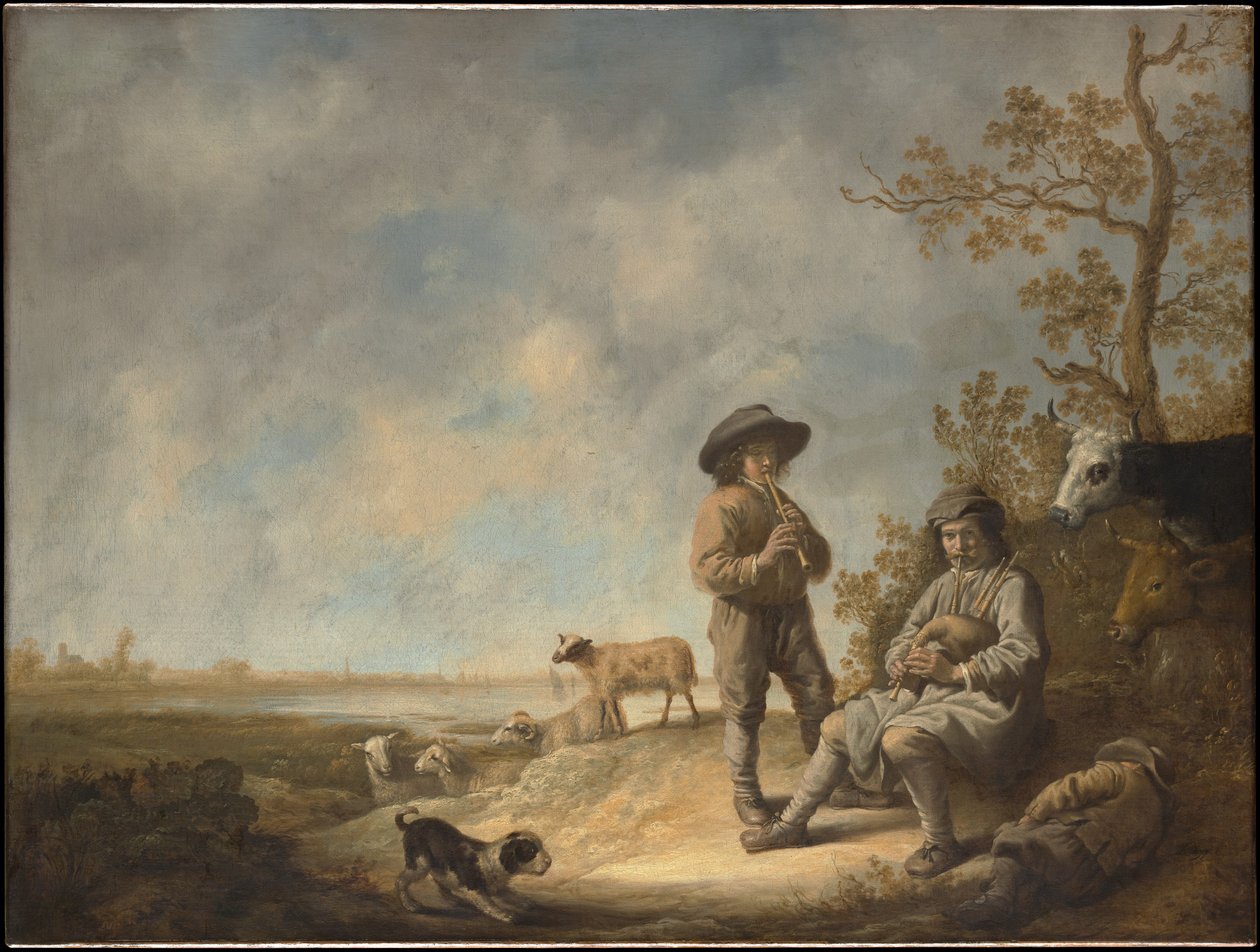 Pastores a tocar flauta de Aelbert Cuyp
