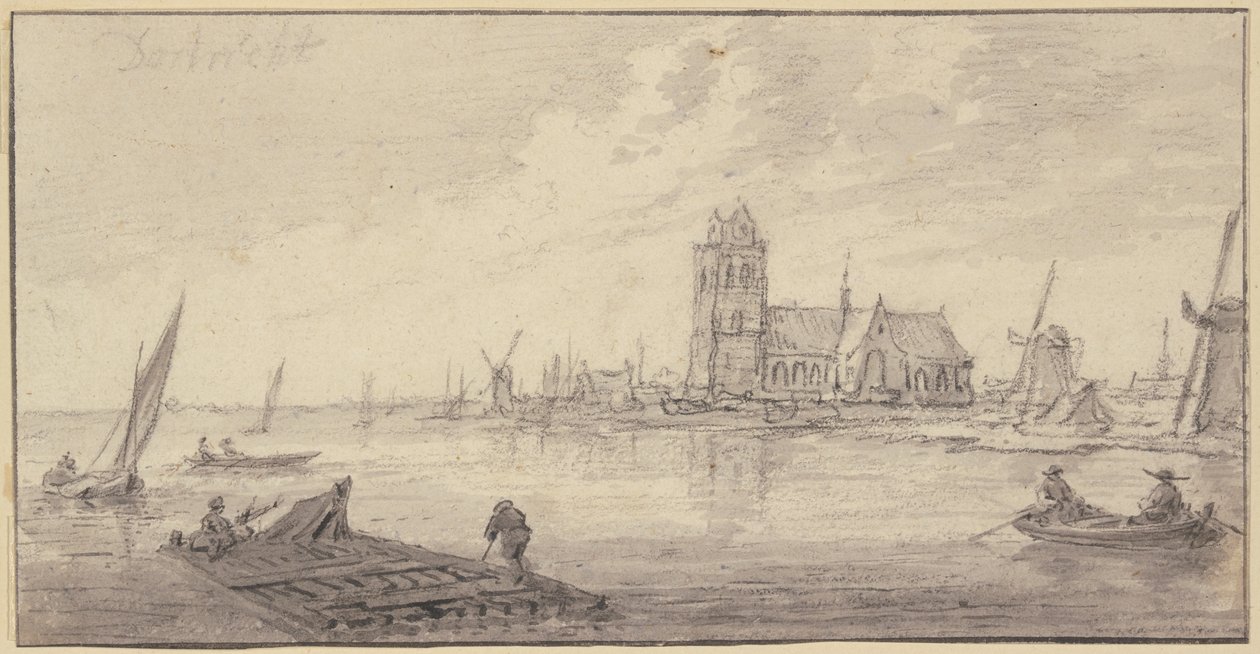 Jangadas de madeira ao largo de Dordrecht de Aelbert Cuyp