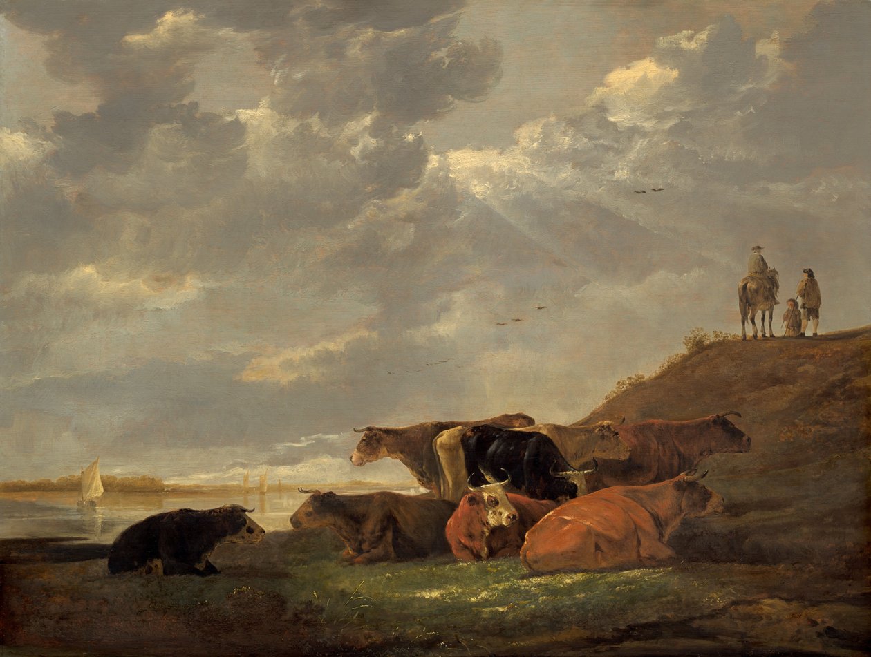 Paisagem fluvial com vacas, 16451650. de Aelbert Cuyp