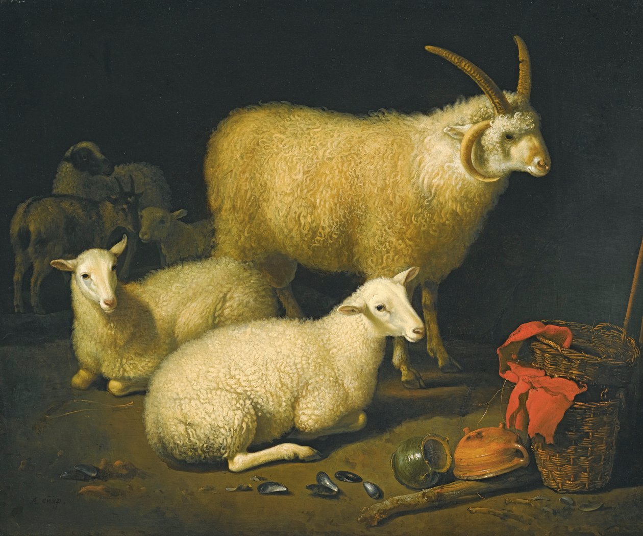Ovelhas num estábulo de Aelbert Cuyp