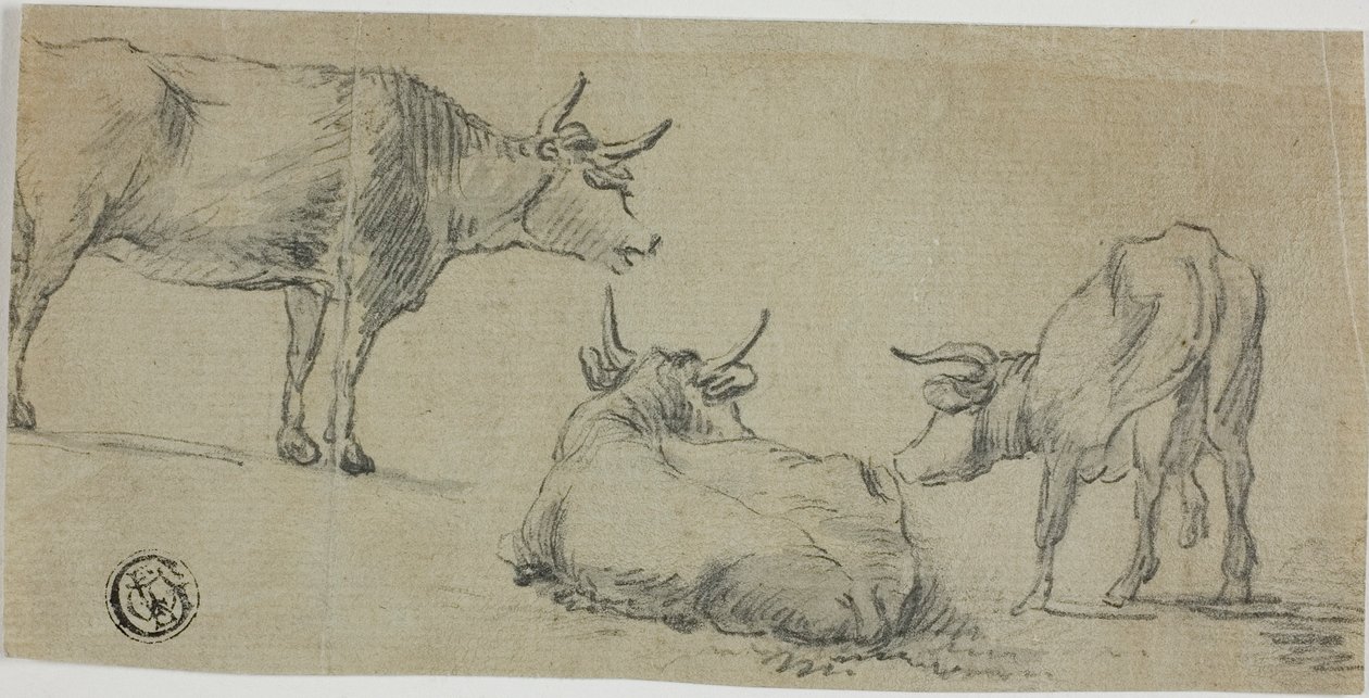 Três esboços de vacas de Aelbert Cuyp