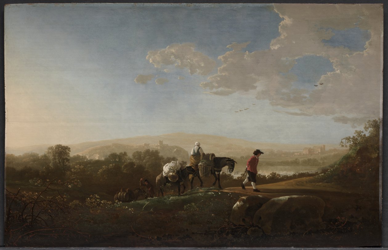 Viajantes em zonas rurais montanhosas de Aelbert Cuyp