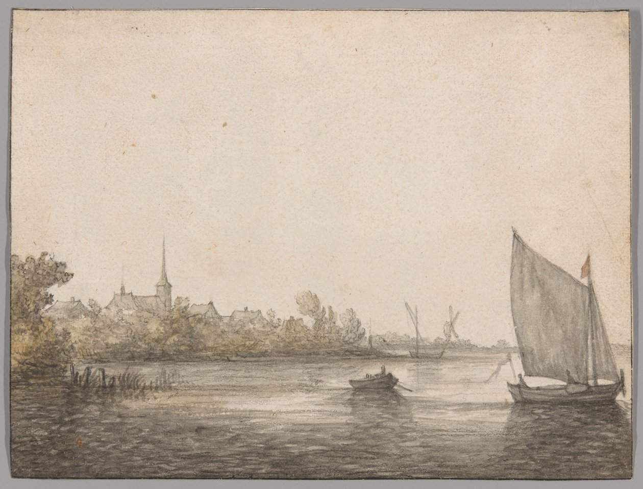 Vista de IJsselmonde vista através do Novo Maas de Aelbert Cuyp