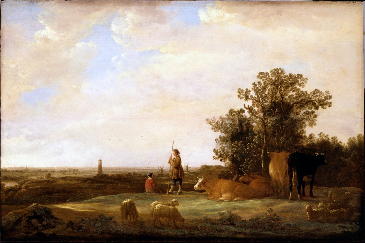 Visualizar em uma planície de Aelbert Cuyp