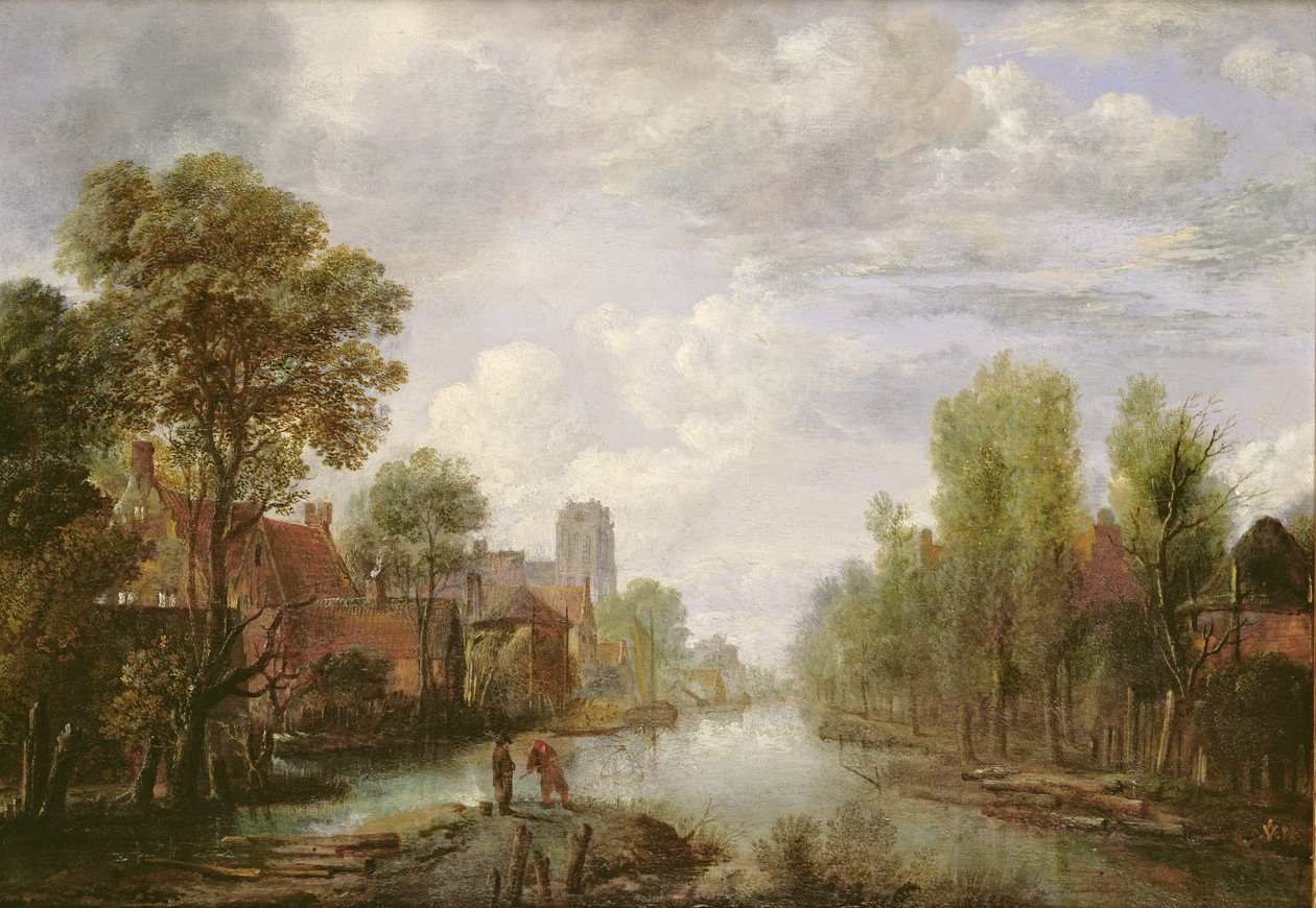 Paisagem com um canal (painel) de Aert van der Neer