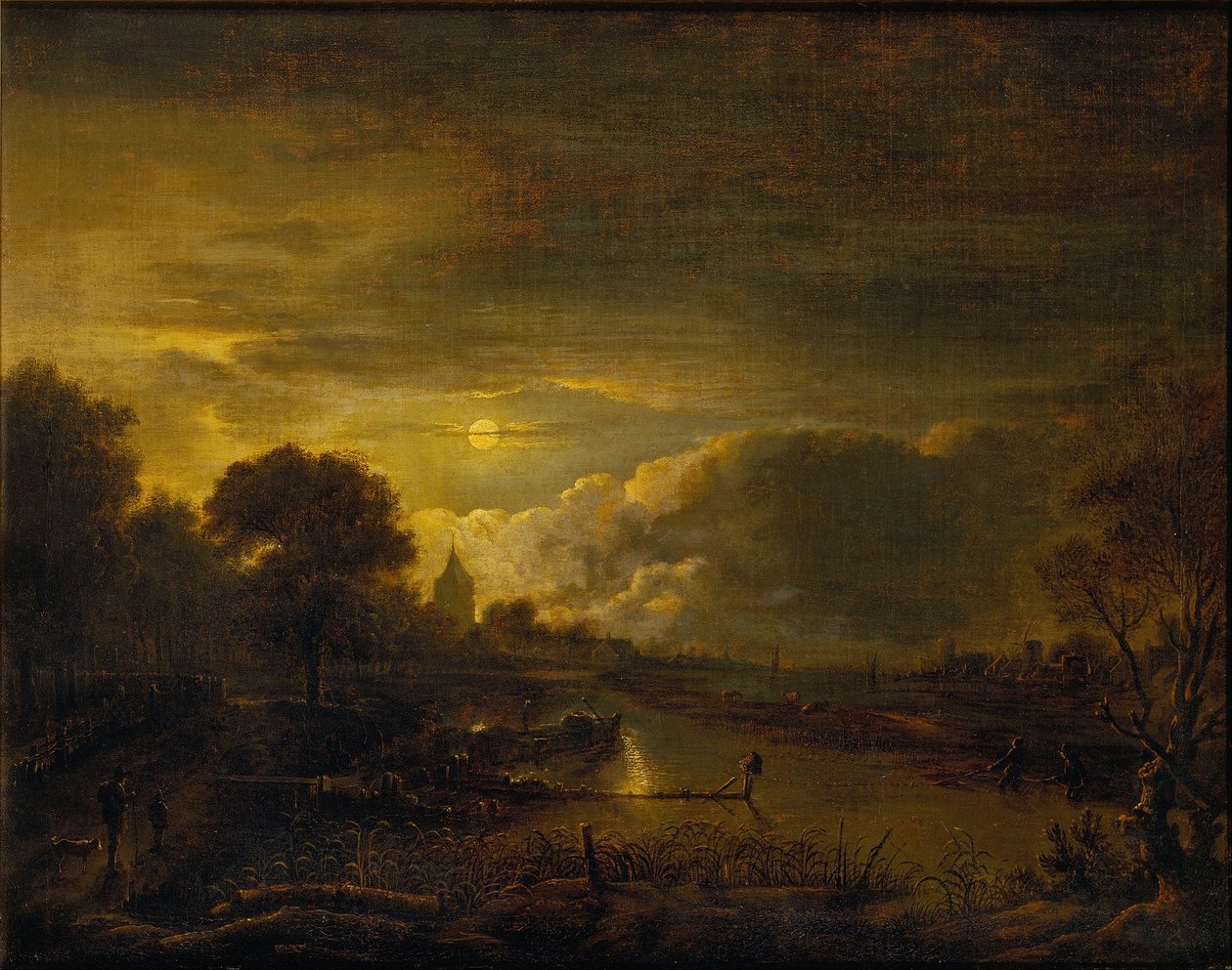 Cena do rio ao luar de Aert van der Neer