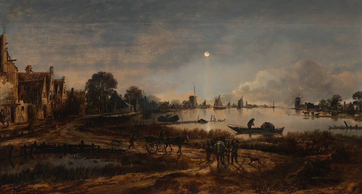 Vista para o rio ao luar de Aert van der Neer