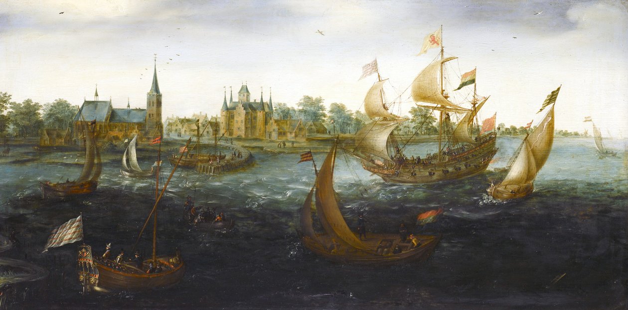 Navios ao largo de IJsselmonde de Aert Anthoniszoon