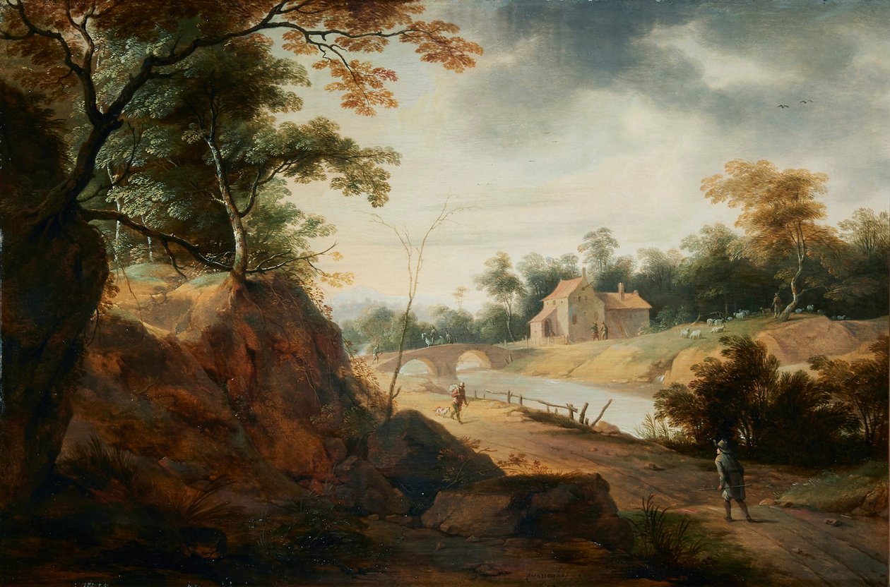 Paisagem com viajantes de Aert Jansz Marienhof