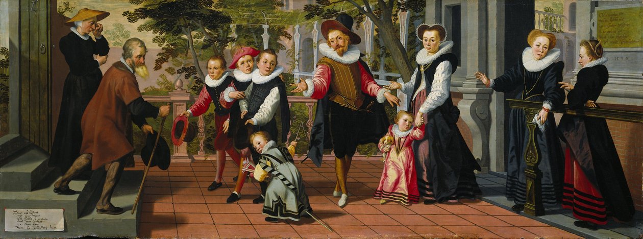 Crianças ricas, pais pobres, 1599 de Aert Pietersz.