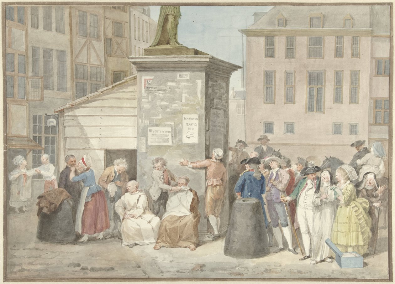 Praça com monges e freiras durante a revolução na Bélgica, 20 de Outubro de 1787 de Aert Schouman (signed by artist)