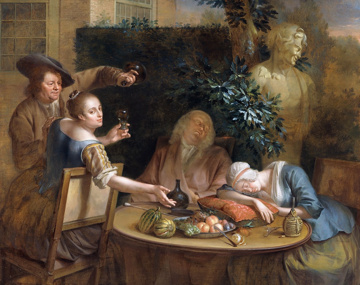 Uma festa para beber no jardim, 1739 de Aert Schouman