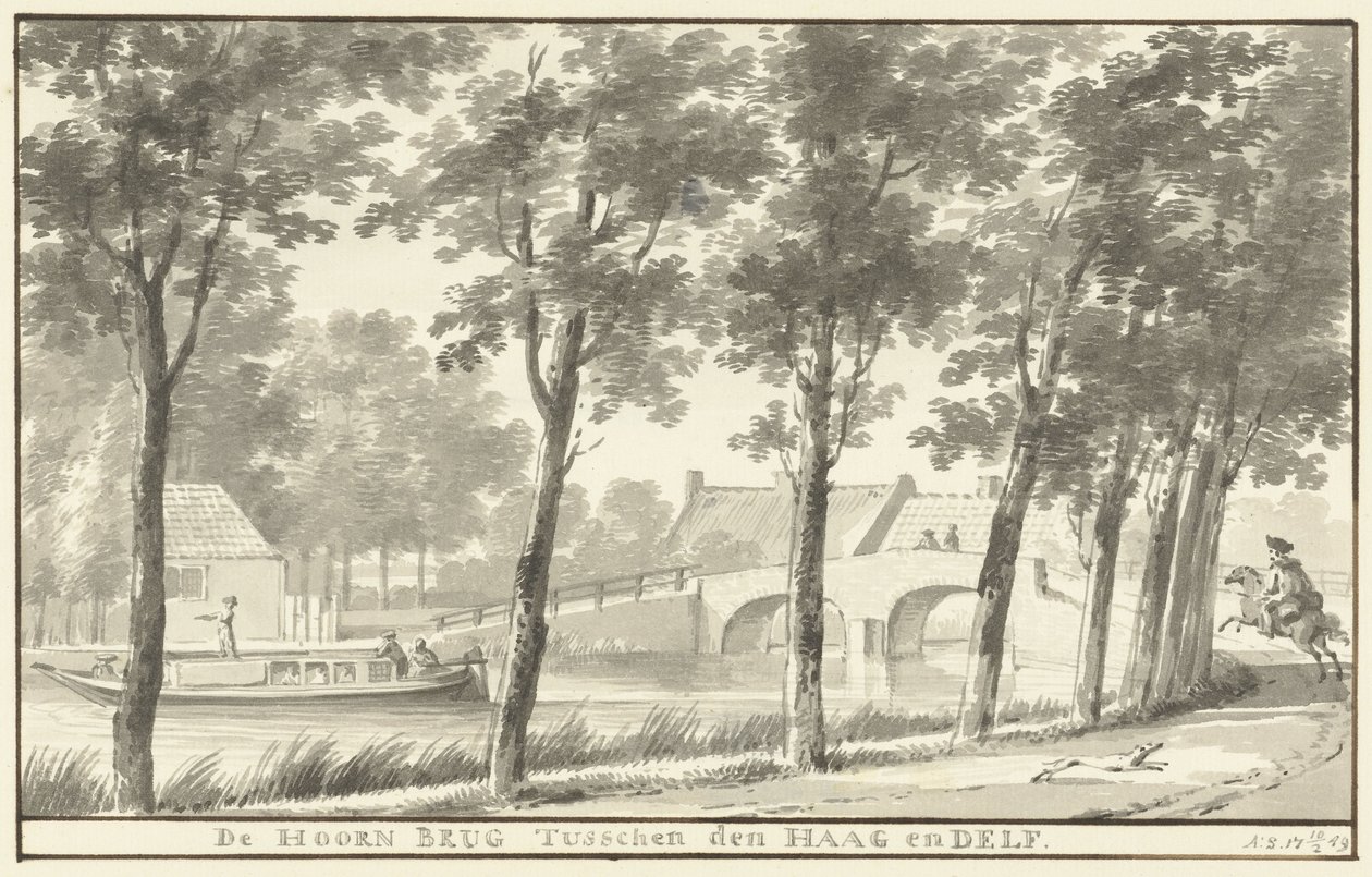 O Hoornbrug entre Haia e Delft de Aert Schouman