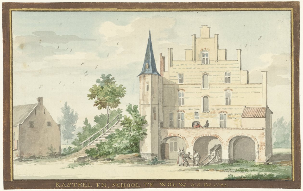 O castelo e a escola em Wouw CASTELO E ESCOLA EM WOW (título no objeto) de Aert Schouman