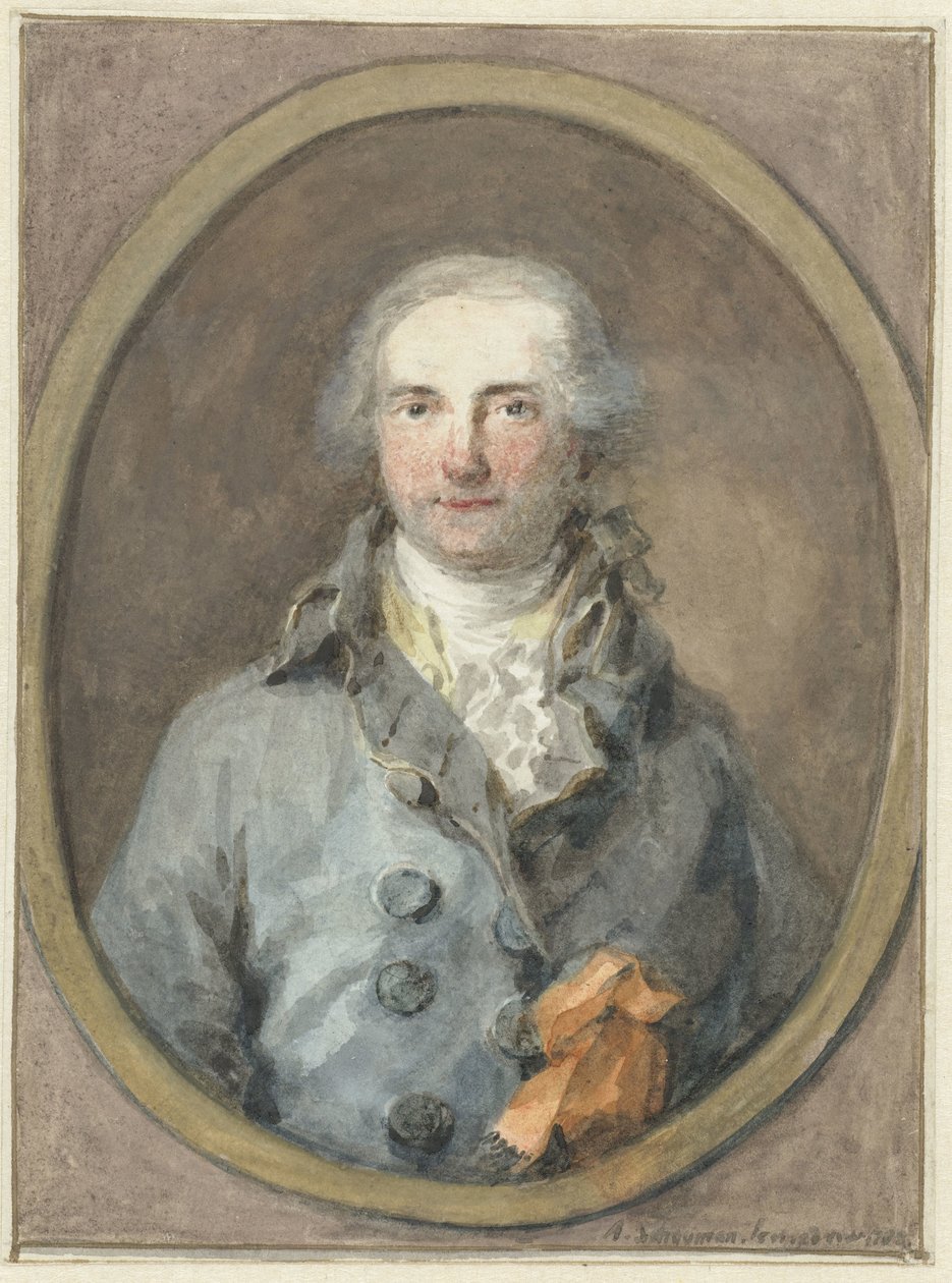 Retrato de um cavalheiro numa moldura oval de Aert Schouman