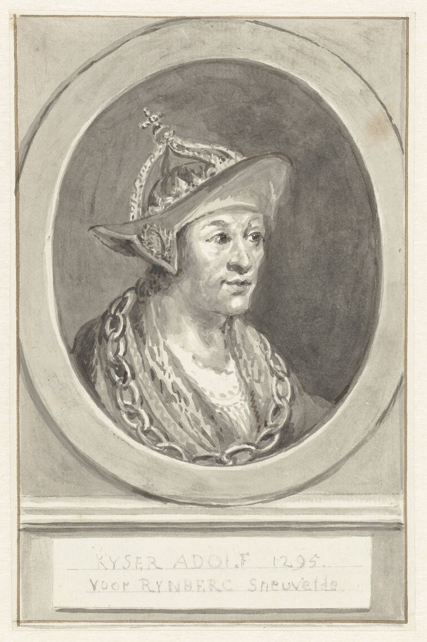 Retrato do Imperador Adolfo VII de Nassau, em oval, virado para a direita de Aert Schouman