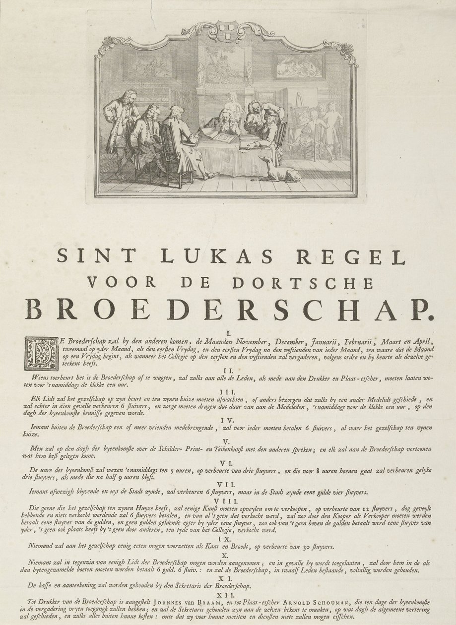 Regras da Guilda de São Lucas em Dordrecht, 1736 de Aert Schouman