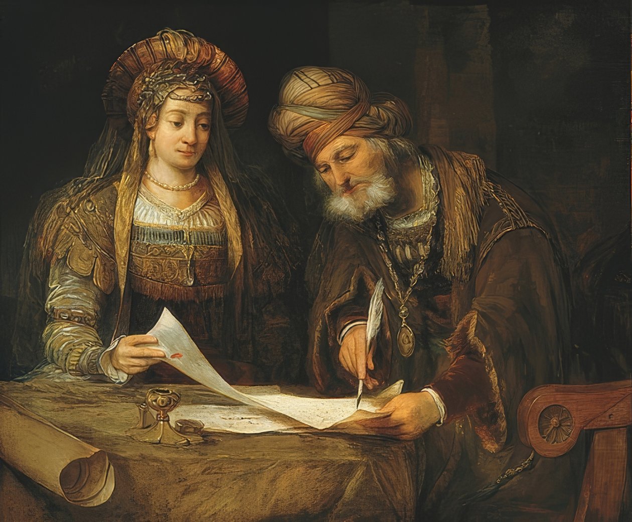 Esther e Mordechai. 1675 de Aernt de Gelder
