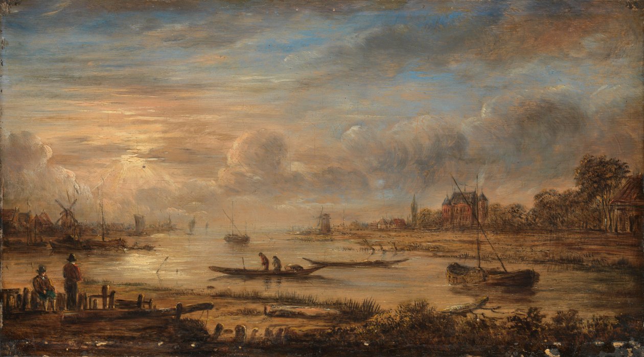 Vista do rio ao nascer do sol de Aert van der Neer (copy after)