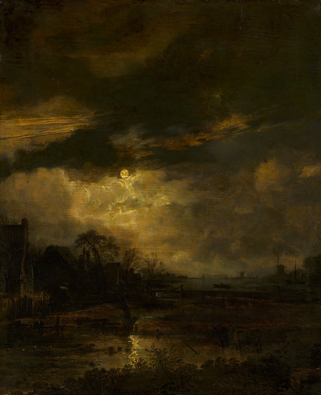Paisagem ao pôr-do-sol de Aert van der Neer