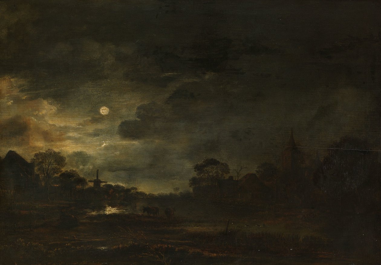 Paisagem ao luar de Aert van der Neer